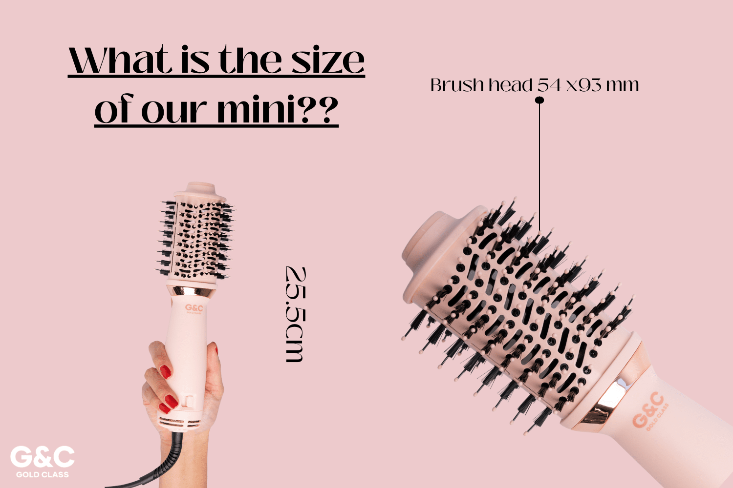 G&C Mini Blowout Brush – Dual Voltage Travel small Dryer Brush – professional hair tool by Gold Class G&C