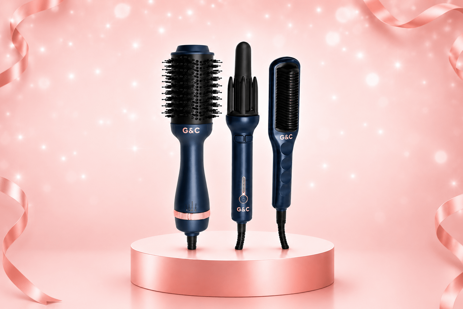 G&C Ultimate Styling Bundle - Auto Curler + Blowout Brush + Straightener Brush | EOFY Sale – professional hair tool by Gold Class G&C