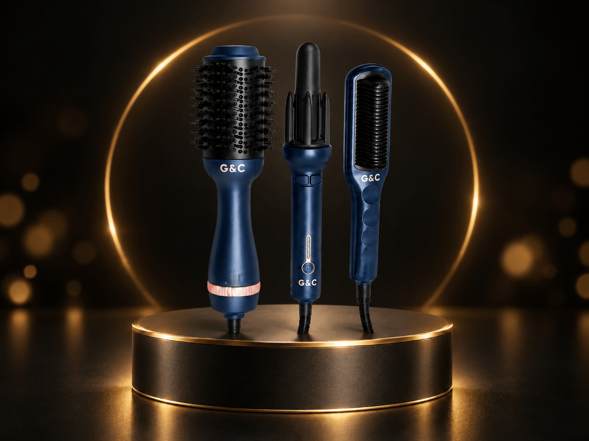G&C Ultimate Styling Bundle - Auto Curler + Blowout Brush + Straightener Brush – professional hair tool by Gold Class G&C